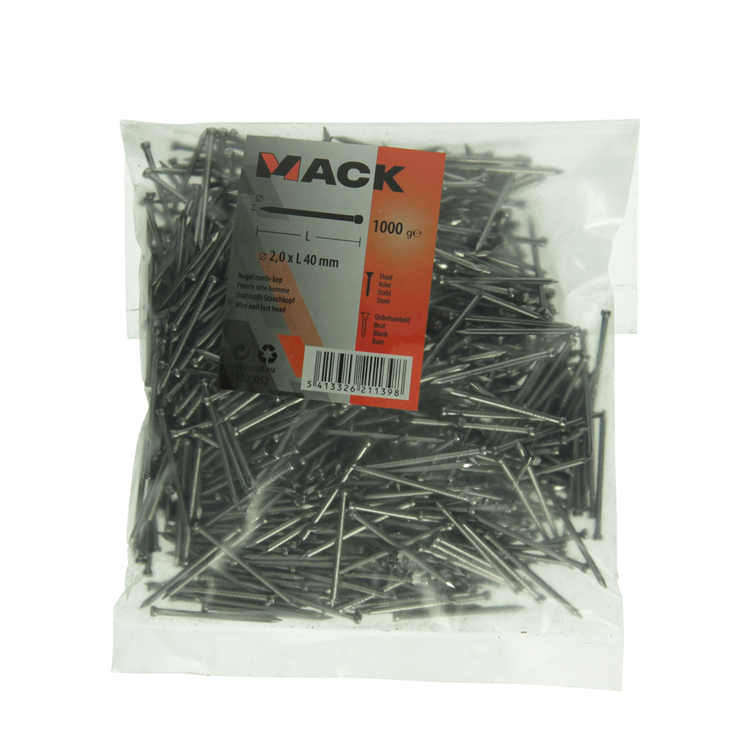 Mack 1020052 - Nagel runder Kopf 1000 gr 2,0 x 40 mm | 10 Stück