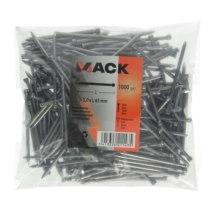 Mack 1020056 – Nagel runder Kopf 1000 gr 3,0 x 65 mm | 10 Stück
