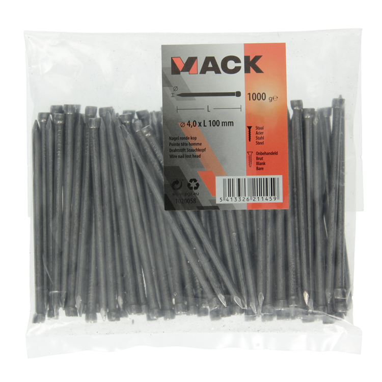 Mack 1020058 – Nagel runder Kopf 1000 g 4,0 x 100 mm | 10 Stück