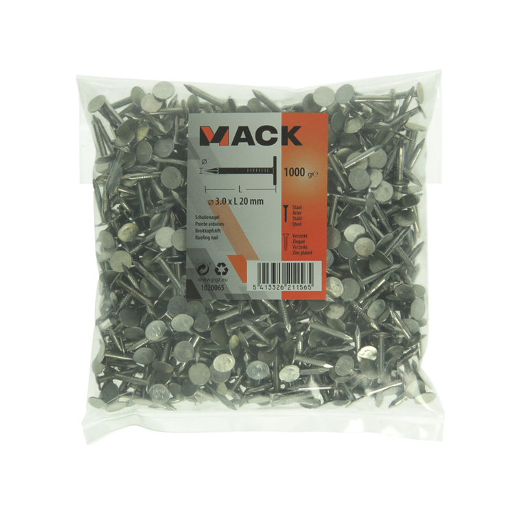 Mack 1020065 – verzinkter Schiefernagel 1000 g 3,0 x 20 mm | 10 Stück