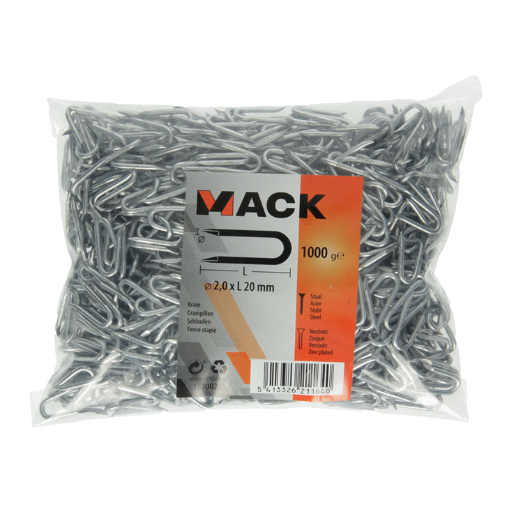 Mack 1020073 – verzinkte Heftklammer 1000 g 2,0 x 20 mm | 10 Stück
