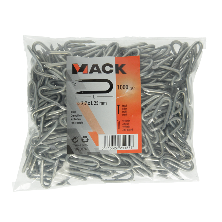 Mack 1020074 – verzinkte Heftklammer 1000 g 2,7 x 25 mm | 10 Stück