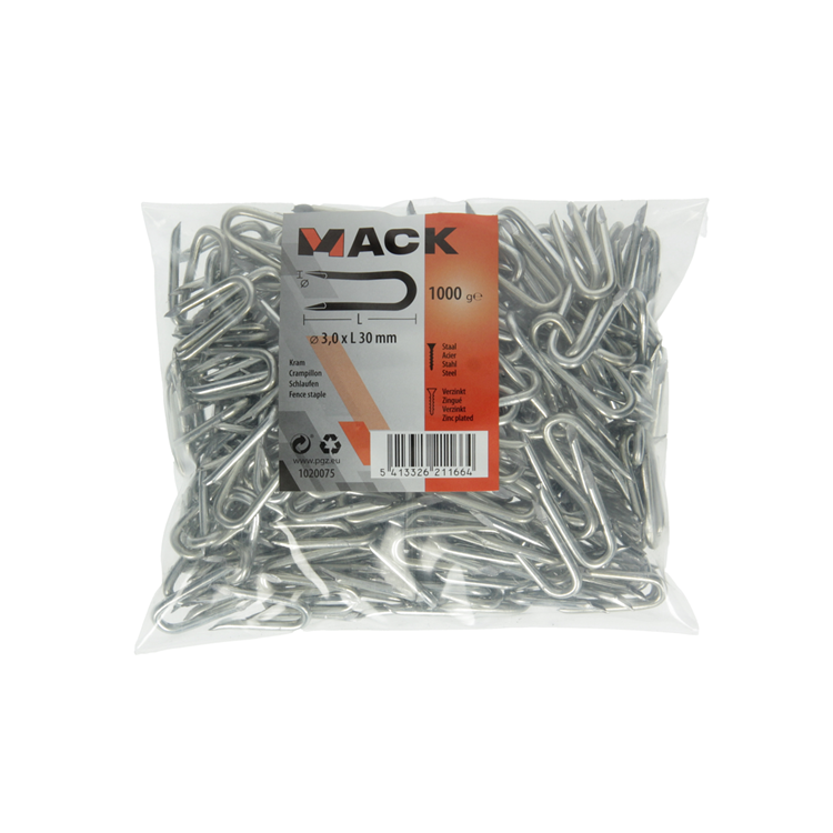 Mack 1020075 – verzinkte Heftklammer 1000 g 3,0 x 30 mm | 10 Stück
