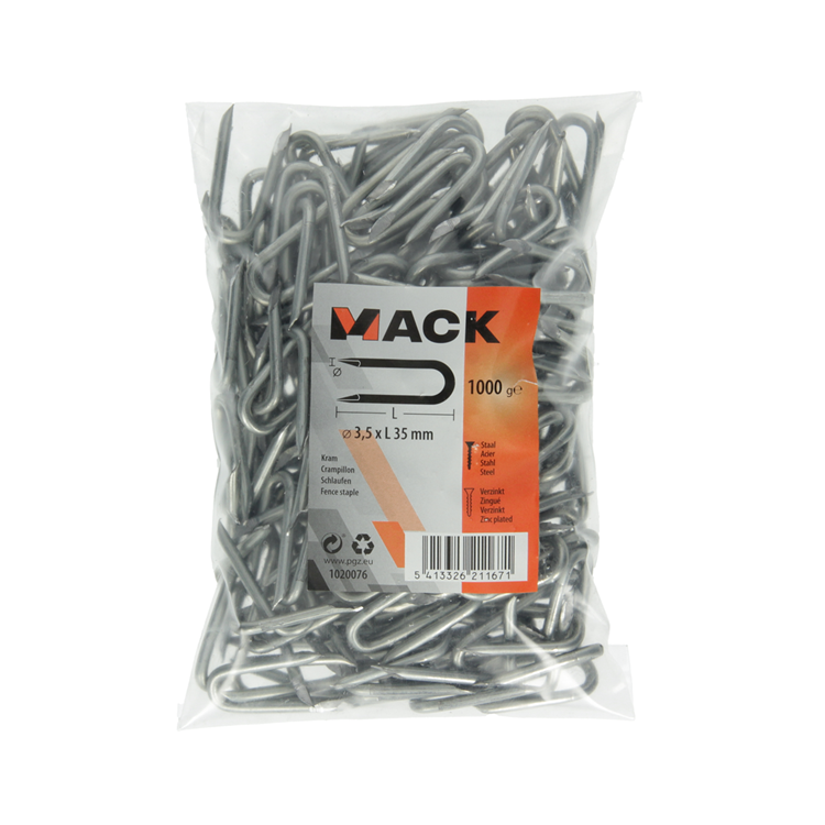 Mack 1020076 – verzinkte Heftklammer 1000 g 3,5 x 35 mm | 10 Stück