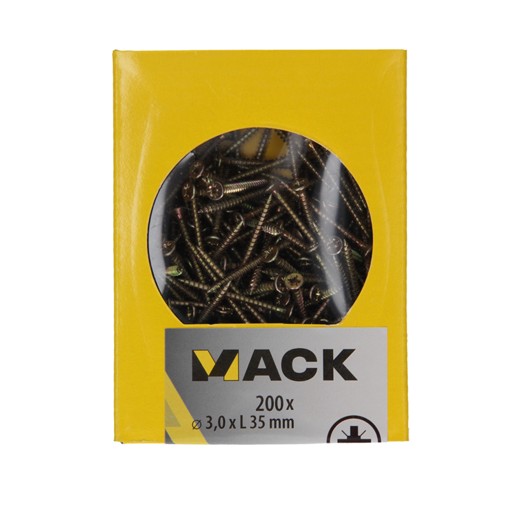 Mack 1020081 - Spanplattenschraube mit Kopf gelb mit 200 Stück 3,0 x 35 mm | 5 Stück