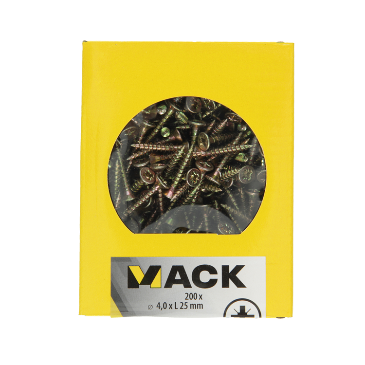 Mack 1020091 - Spanplattenschraube mit Kopf gelb mit 200 Stück 4,0 x 25 mm | 5 Stück