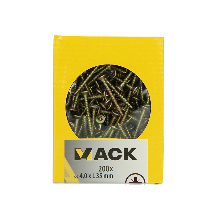 Mack 1020093 - Spanplattenschraube mit Kopf gelb VZ 200 Stück 4,0 x 35 mm | 5 Stück