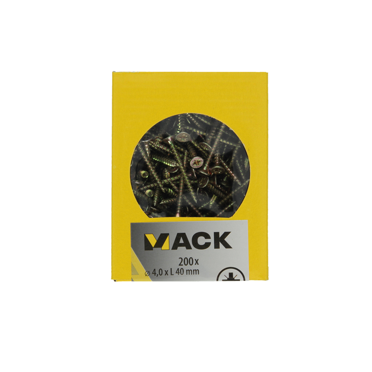 Mack 1020094 - Spanplattenschraube mit Kopf gelb VZ 200 Stück 4,0 x 40 mm | 5 Stück