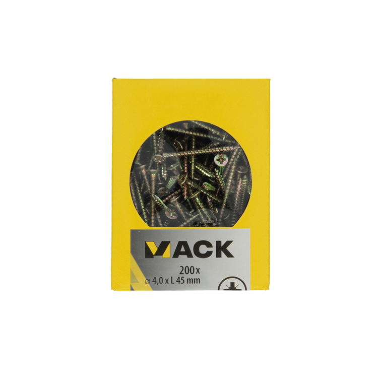 Mack 1020095 - Spanplattenschraube mit Kopf gelb mit 200 Stück 4,0 x 45 mm | 5 Stück