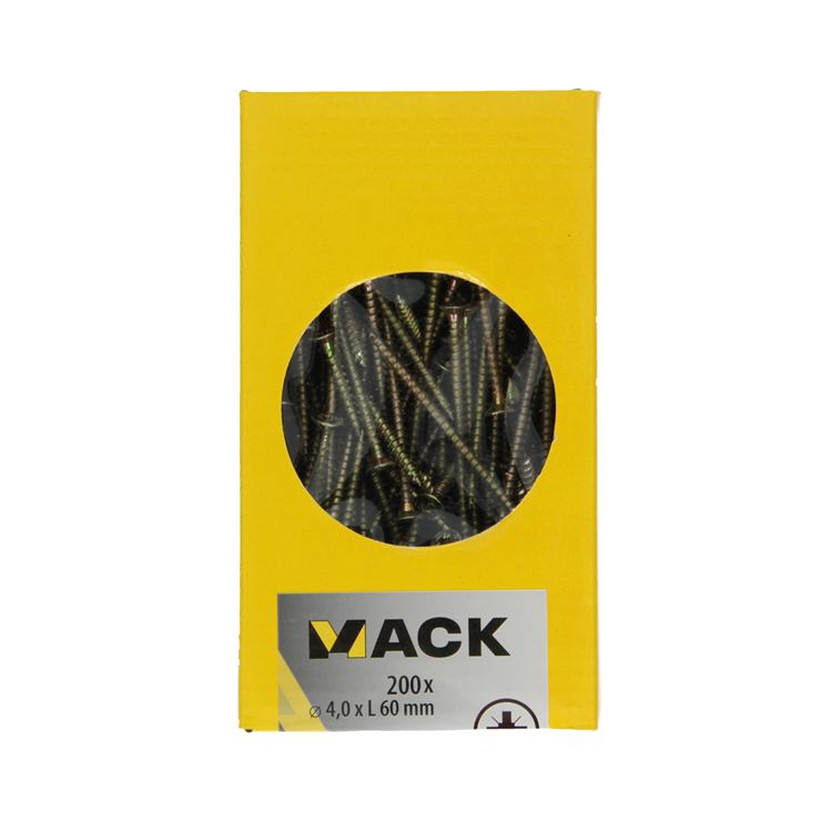 Mack 1020097 - Spanplattenschraube mit Kopf gelb VZ 200 Stück 4,0 x 60 mm | 2 Stk