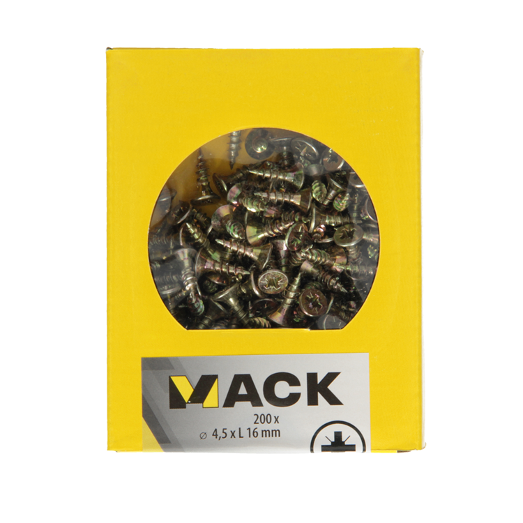Mack 1020099 - Spanplattenschraube mit Kopf gelb mit 200 Stück 4,5 x 16 mm | 5 Stück