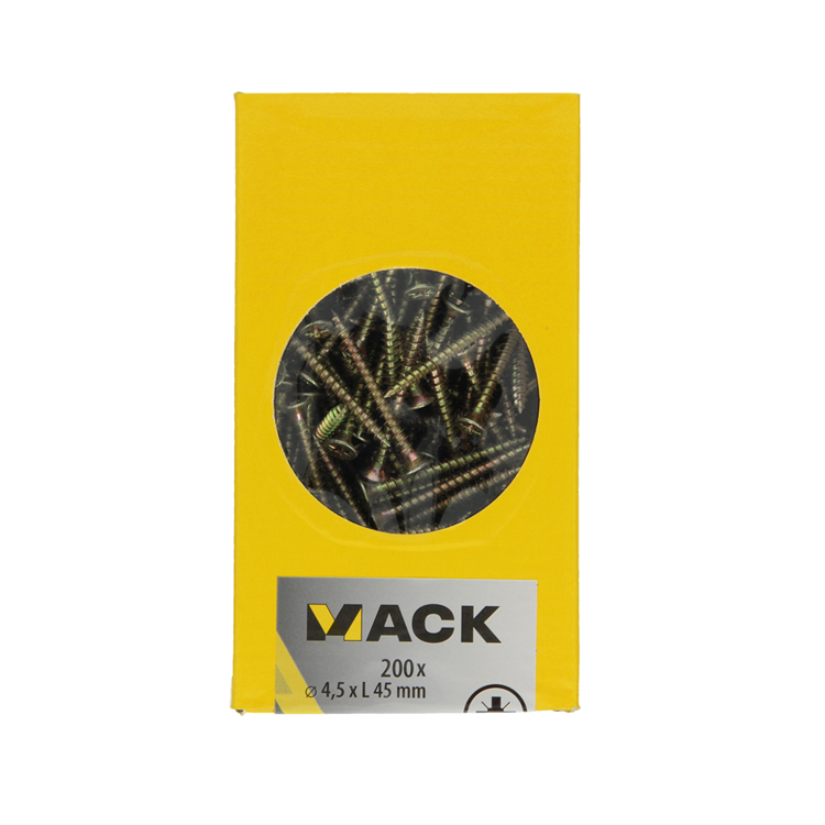 Mack 1020105 - Spanplattenschraube mit Kopf gelb mit 200 Stück 4,5 x 45 mm | 3 Stück