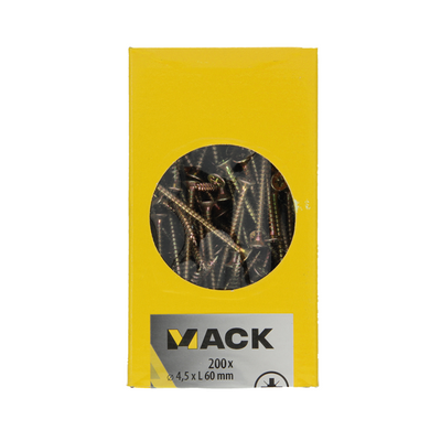 Mack 1020107 - Spanplattenschraube mit Kopf gelb VZ 200 Stück 4,5 x 60 mm | 2 Stk