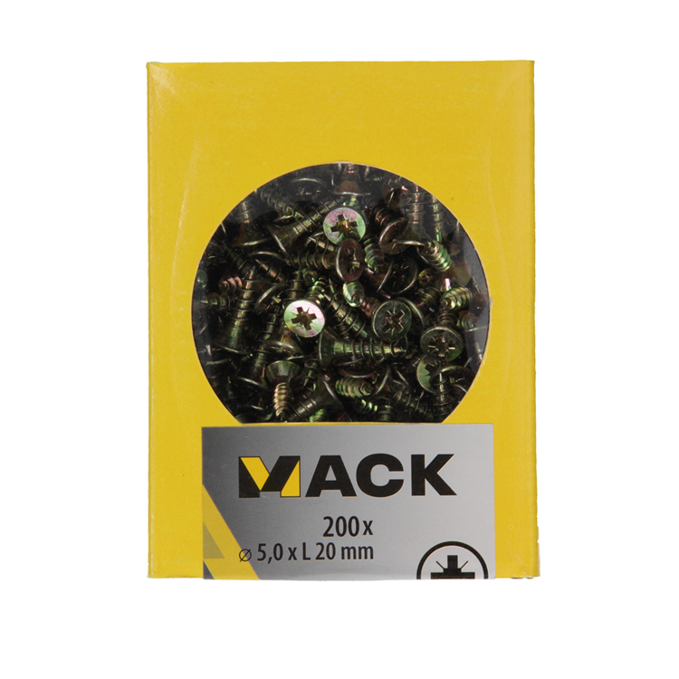 Mack 1020109 - Spanplattenschraube VZ-Kopf gelb VZ 200 Stück 5,0 x 20 mm | 5 Stück