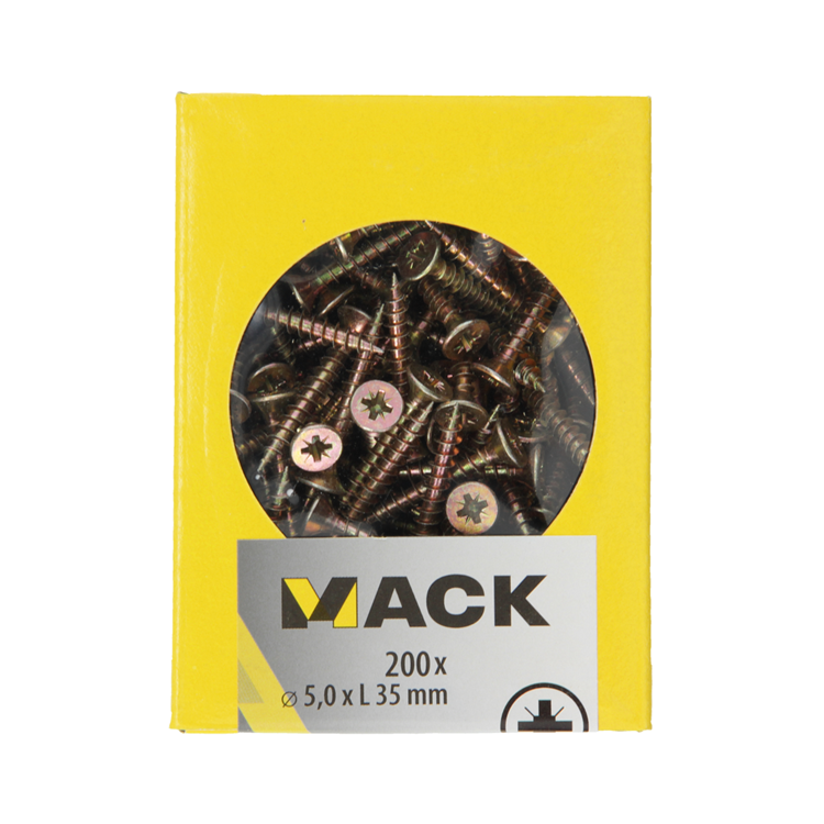 Mack 1020112 - Spanplattenschraube VZ-Kopf gelb VZ 200 Stück 5,0 x 35 mm | 5 Stück