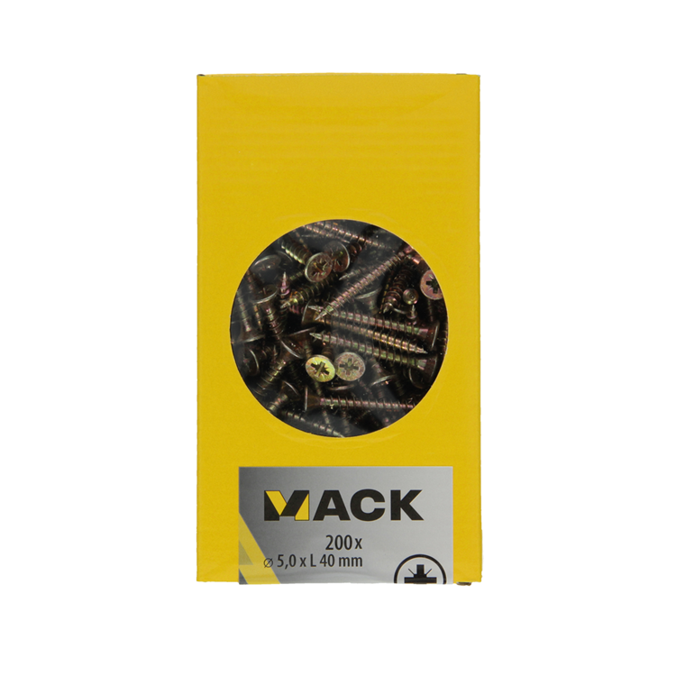 Mack 1020113 - Spanplattenschraube mit Kopf gelb mit 200 Stück 5,0 x 40 mm | 3 Stück