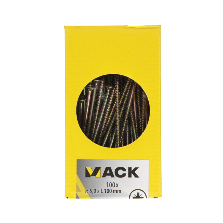 Mack 1020120 - Spanplattenschraube mit Kopf gelb mit 100 Stück 5,0 x 100 mm | 2 Stk