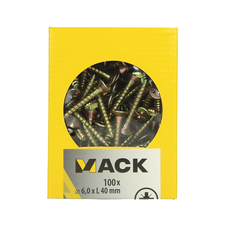 Mack 1020121 - Spanplattenschraube mit Kopf gelb mit 100 Stück 6,0 x 40 mm | 5 Stück