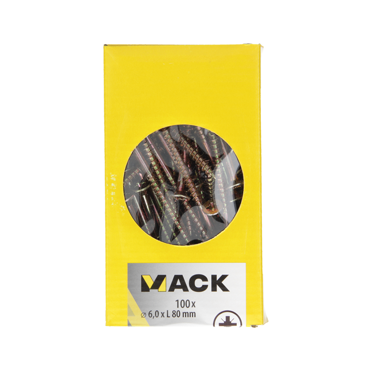 Mack 1020125 - Spanplattenschraube mit Kopf gelb mit 100 Stück 6,0 x 80 mm | 2 Stk