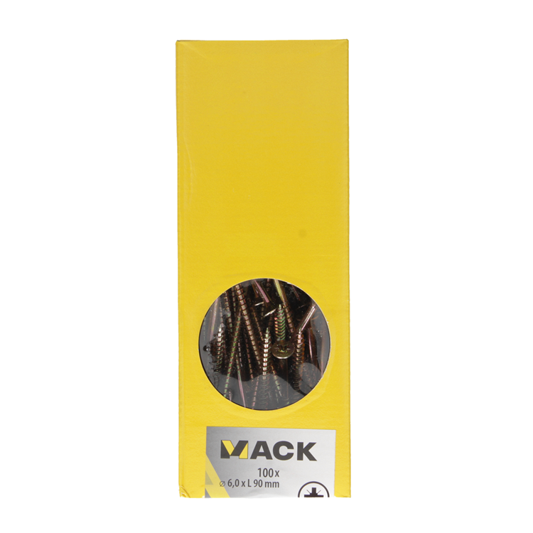 Mack 1020126 - Spanplattenschraube mit Kopf gelb mit 100 Stück 6,0 x 90 mm | 1 Stk