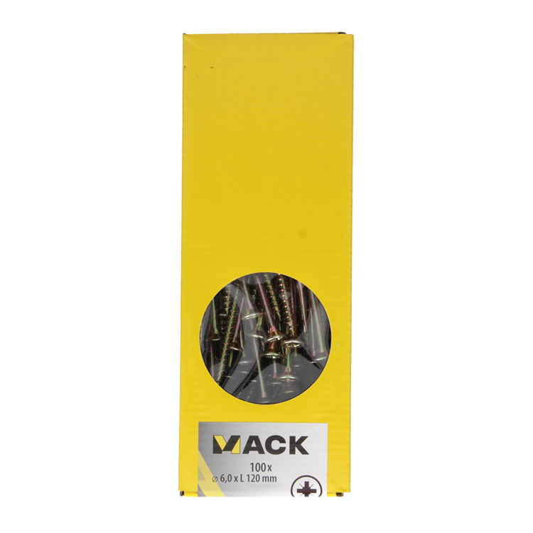 Mack 1020128 - Spanplattenschraube mit Kopf gelb 100 Stück 6,0 x 120 mm | 2 Stk