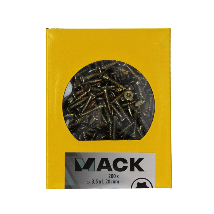 Mack 1020129 – Spanplattenschraube VZ KP-selbstschneidendGVZ 200 Stück 3,5 x 20 mm | 5 Stück