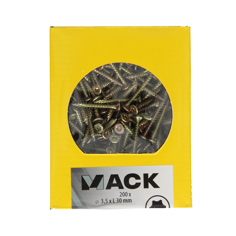 Mack 1020131 – Spanplattenschraube VZ KP-SelbstsicherndGVZ 200 Stück 3,5 x 30 mm | 5 Stück