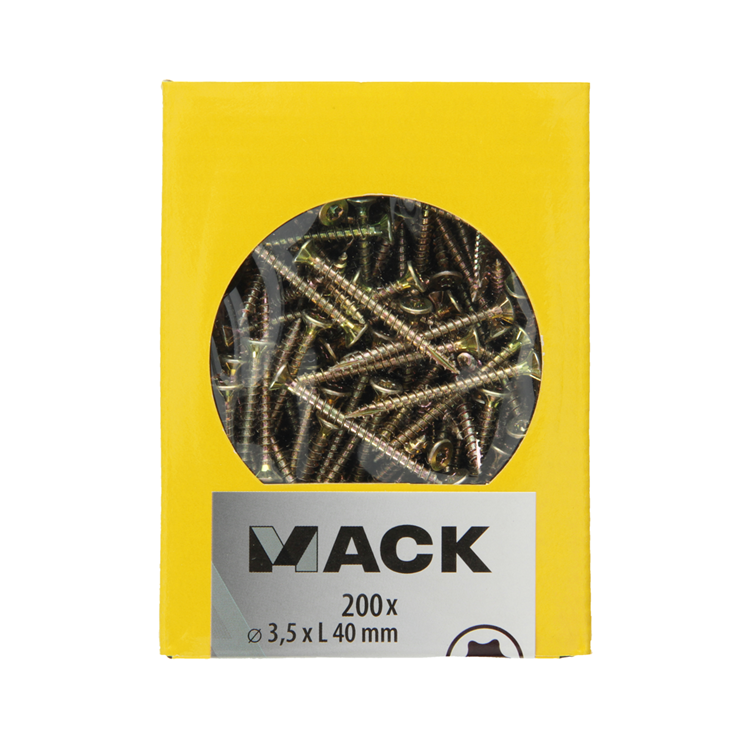 Mack 1020133 – Spanplattenschraube VZ KP-selbstschneidendGVZ 200 Stück 3,5 x 40 mm | 5 Stück