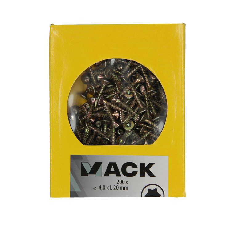Mack 1020135 – Spanplattenschraube VZ KP-SelbstsicherndGVZ 200 Stück 4,0 x 20 mm | 5 Stück