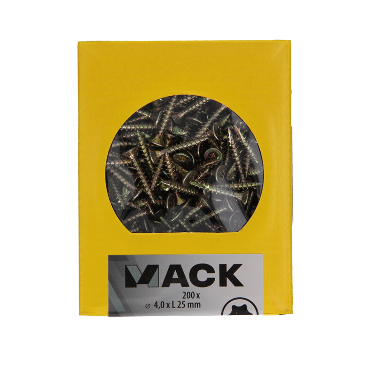 Mack 1020136 – Spanplattenschraube VZ KP-SelbstschneidenGVZ 200 Stück 4,0 x 25 mm | 5 Stück