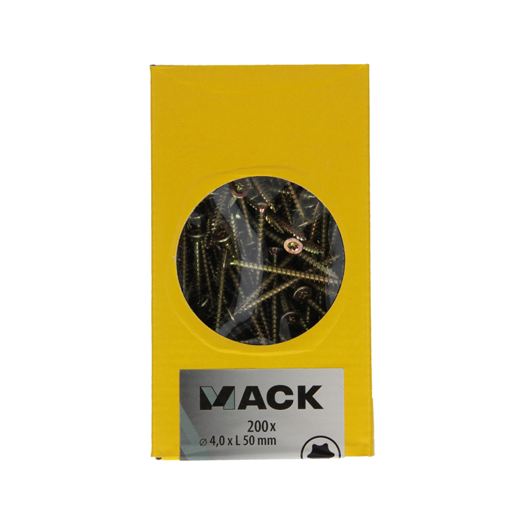Mack 1020141 – Spanplattenschraube VZ KP-SelbstsicherndGVZ 200 Stück 4,0 x 50 mm | 3 Stück