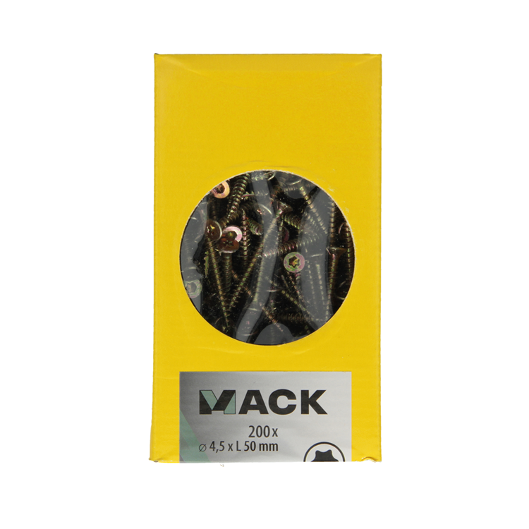Mack 1020147 – Spanplattenschraube VZ KP-SelbstsicherndGVZ 200 Stück 4,5 x 50 mm | 2 Stk