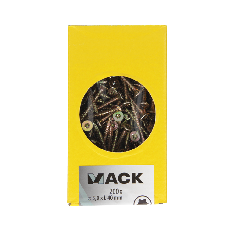 Mack 1020151 – Spanplattenschraube VZ KP-selbstschneidendGVZ 200 Stück 5,0 x 40 mm | 3 Stück