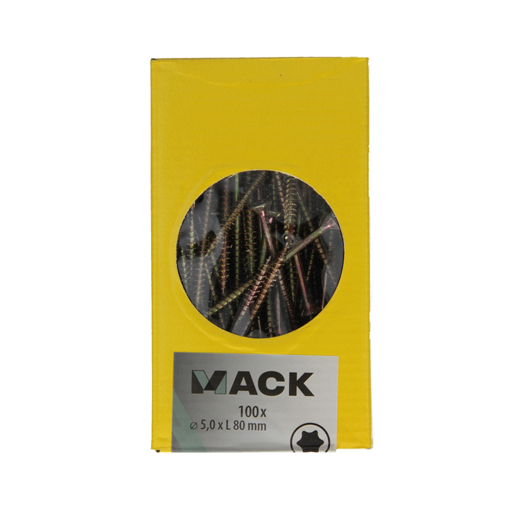 Mack 1020155 - Spanplattenschraube VZ KP-SelbstsicherndGVZ 100 Stück 5,0 x 80 mm | 3 Stück