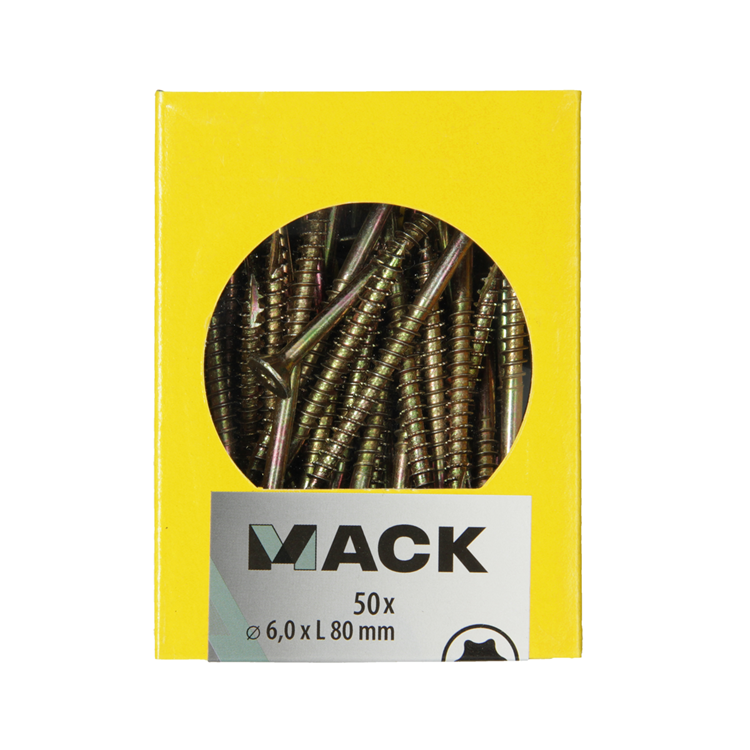 Mack 1020158 - Spanplattenschraube VZ KP-SelbstsicherndGVZ 50 Stück 6,0 x 80 mm | 5 Stück
