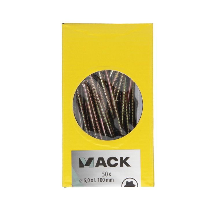 Mack 1020159 – Spanplattenschraube VZ KP-selbstschneidendGVZ 50 Stück 6,0 x 100 mm | 3 Stück