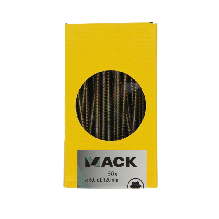 Mack 1020160 - Spanplattenschraube VZ KP-SelbstsicherndGVZ 50 Stück 6,0 x 120 mm | 3 Stück