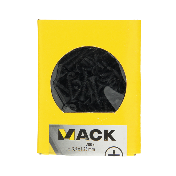 Mack 1020162 - Gipskartonschraube schwarz phosphatiert. 200 Stück 3,5 x 25 mm | 5 Stück