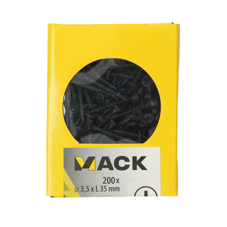 Mack 1020163 - Gipskartonschraube schwarz phosphatiert. 200 Stück 3,5 x 35 mm | 5 Stück