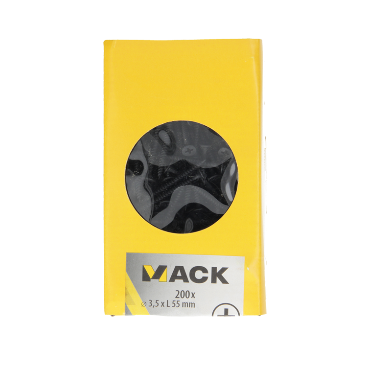 Mack 1020165 – Gipskartonschraube schwarz phosphatiert. 200 Stück 3,5 x 55 mm | 3 Stück