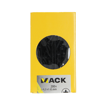 Mack 1020166 – Gipskartonschraube schwarz phosphatiert. 200 Stück 4,2 x 65 mm | 2 Stk