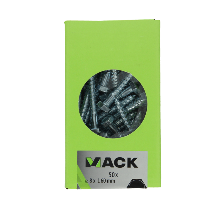Mack 1020176 - Holzgewindebolzen verzinkt 50 Stück 8 x 60 mm | 3 Stück