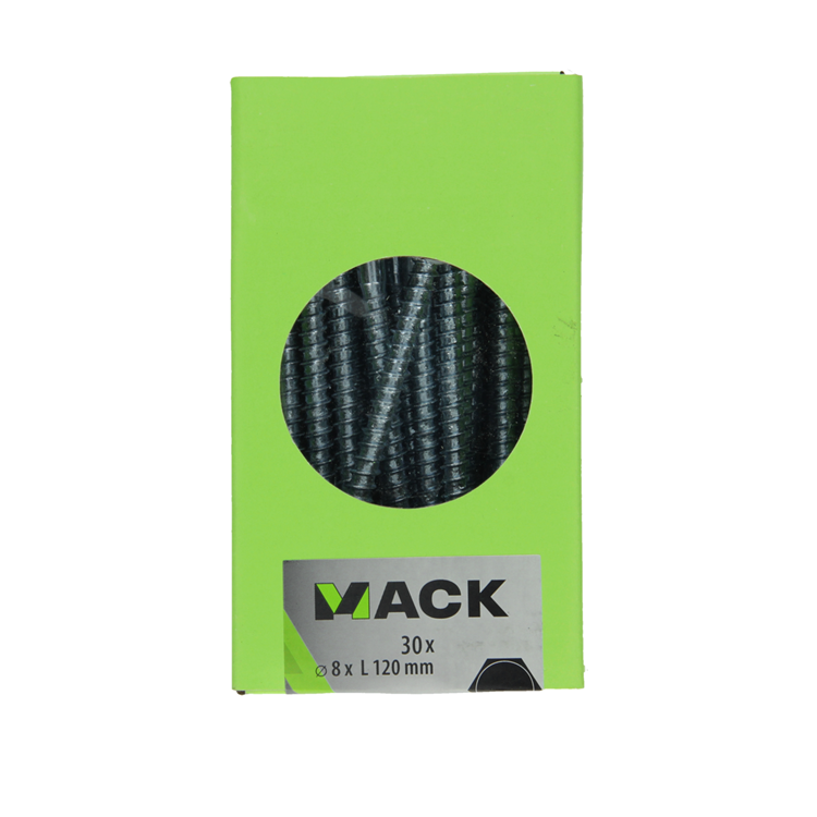 Mack 1020180 - Holzgewindebolzen verzinkt 30 Stück 8 x 120 mm | 3 Stück