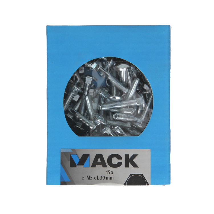 Mack 1020192 – Holzschraube + Mutter verzinkt 45 stm5 x 30 mm | 5 Stück