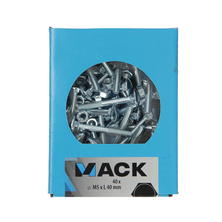 Mack 1020193 – Holzschraube + Mutter verzinkt 40 stm5 x 40 mm | 5 Stück