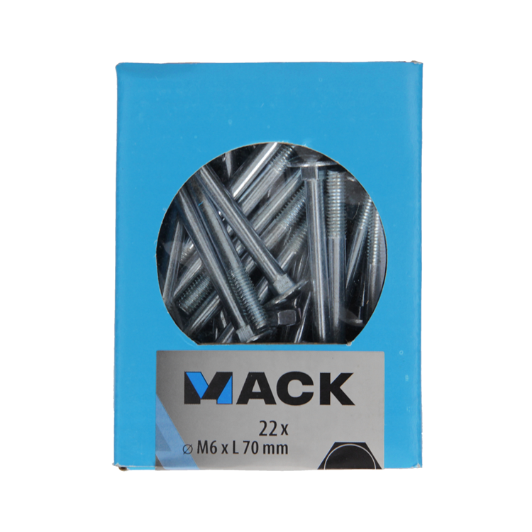 Mack 1020201 – Holzschraube + Mutter verzinkt 22 stm6 x 70 mm | 5 Stück