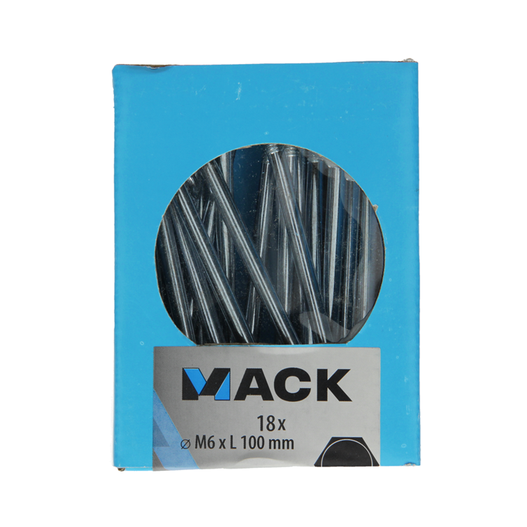 Mack 1020203 – Holzschraube + Mutter verzinkt 18 stm6 x 100 mm | 5 Stück