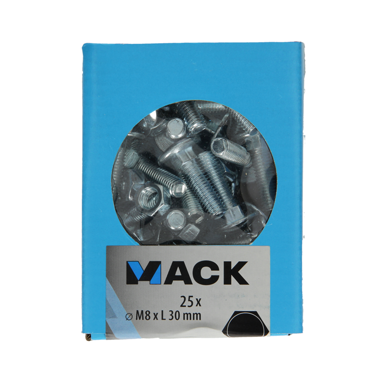 Mack 1020204 – Holzschraube + Mutter verzinkt 25 stm8 x 30 mm | 5 Stück