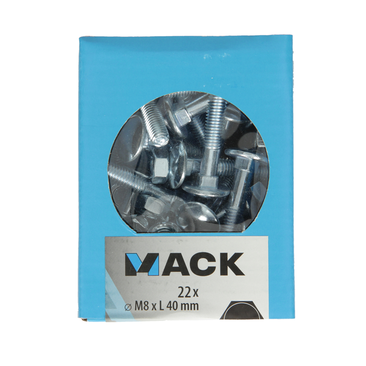 Mack 1020205 – Holzschraube + Mutter verzinkt 22 stm8 x 40 mm | 5 Stück