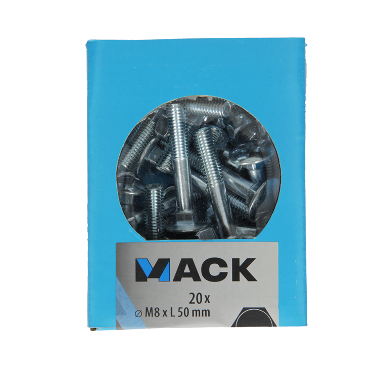 Mack 1020206 – Holzschraube + Mutter verzinkt 20 stm8 x 50 mm | 5 Stück